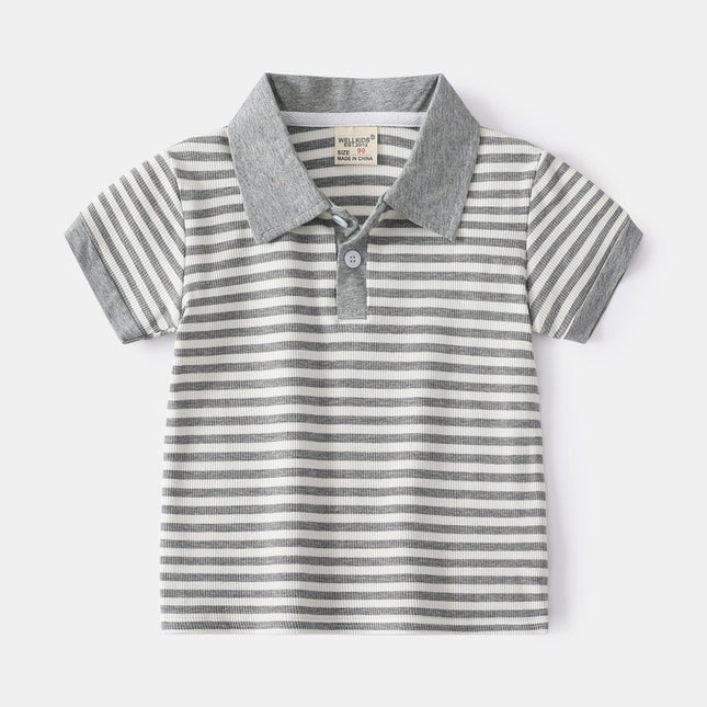 Short Sleeve Polo Shirt for Boys Turn-Down Collar T-Shirt