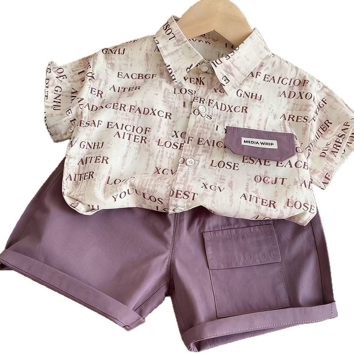 Short Sleeve Shirt Set for Boys Summer Lightweight Children's Clothing Two-Piece Outfit