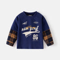 Pure Cotton Mock Two-Piece T-Shirt Long Sleeve Base Layer for Kids