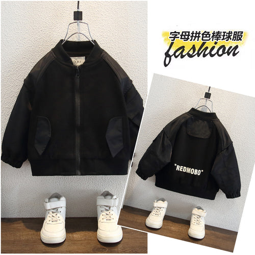 Boys Fall Baseball Jacket Loose Fit Outerwear