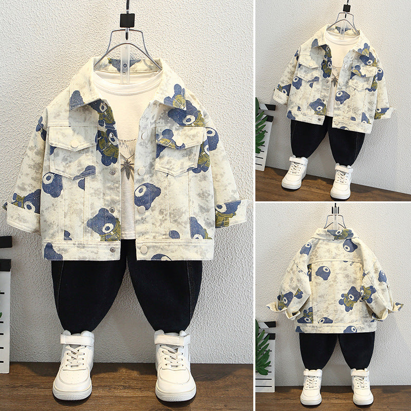 Boys' Spring Autumn Open Front Cardigan Jacket