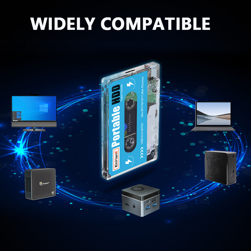 Kinhand 500GB Portable External HDD with 55,000 Retro Games for PSP/SEGA SATURN/Wii Gaming Card for Computer/Laptop