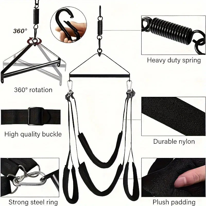 Baloiço Erotico de Teto 360º Rotatório — Nylon + Metal | Ajustável | Casais (+18)