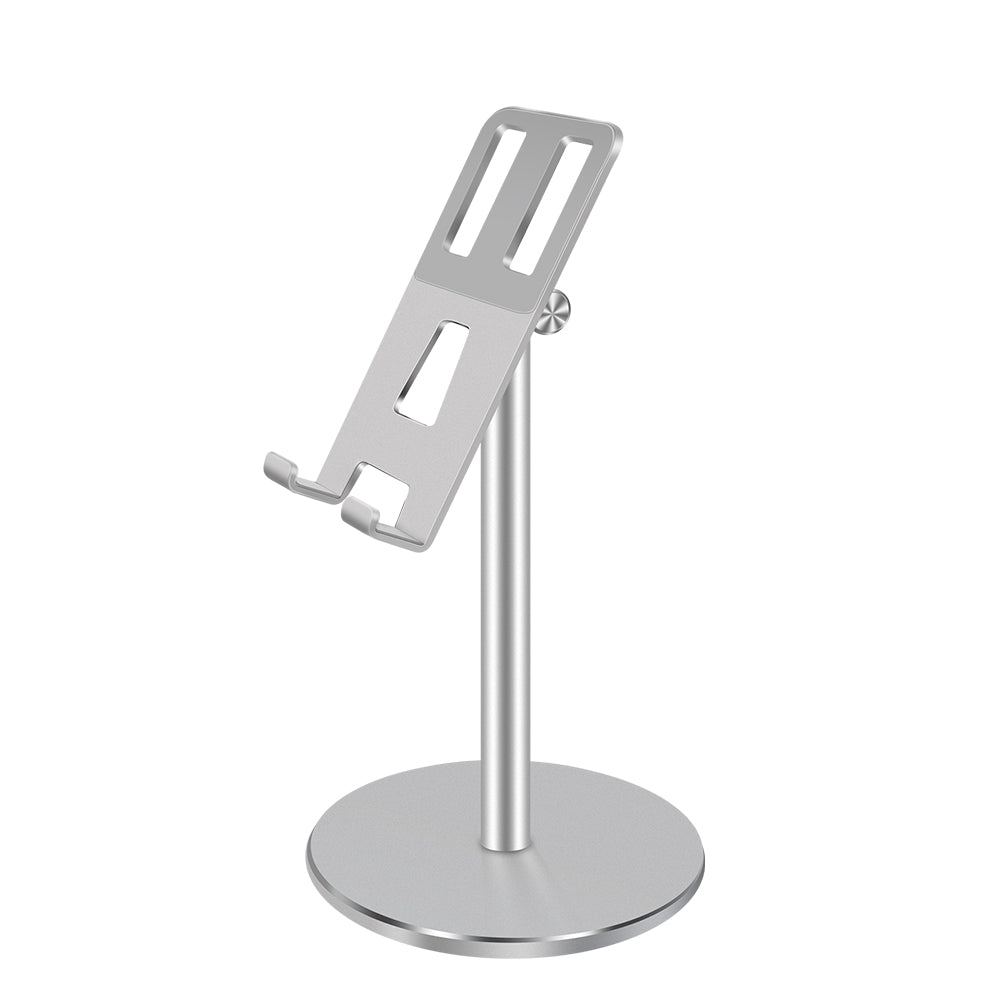 Suporte de mesa ajustável em altura e ângulo para tablet e telemóvel em alumínio