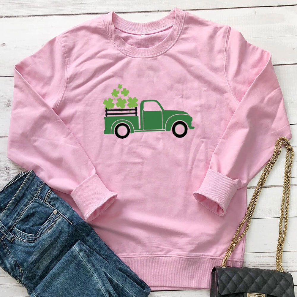 Clover green truck printed hoodie