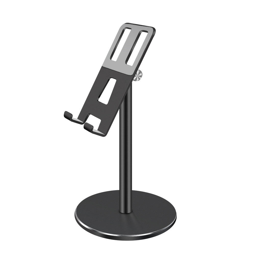 Suporte de mesa ajustável em altura e ângulo para tablet e telemóvel em alumínio