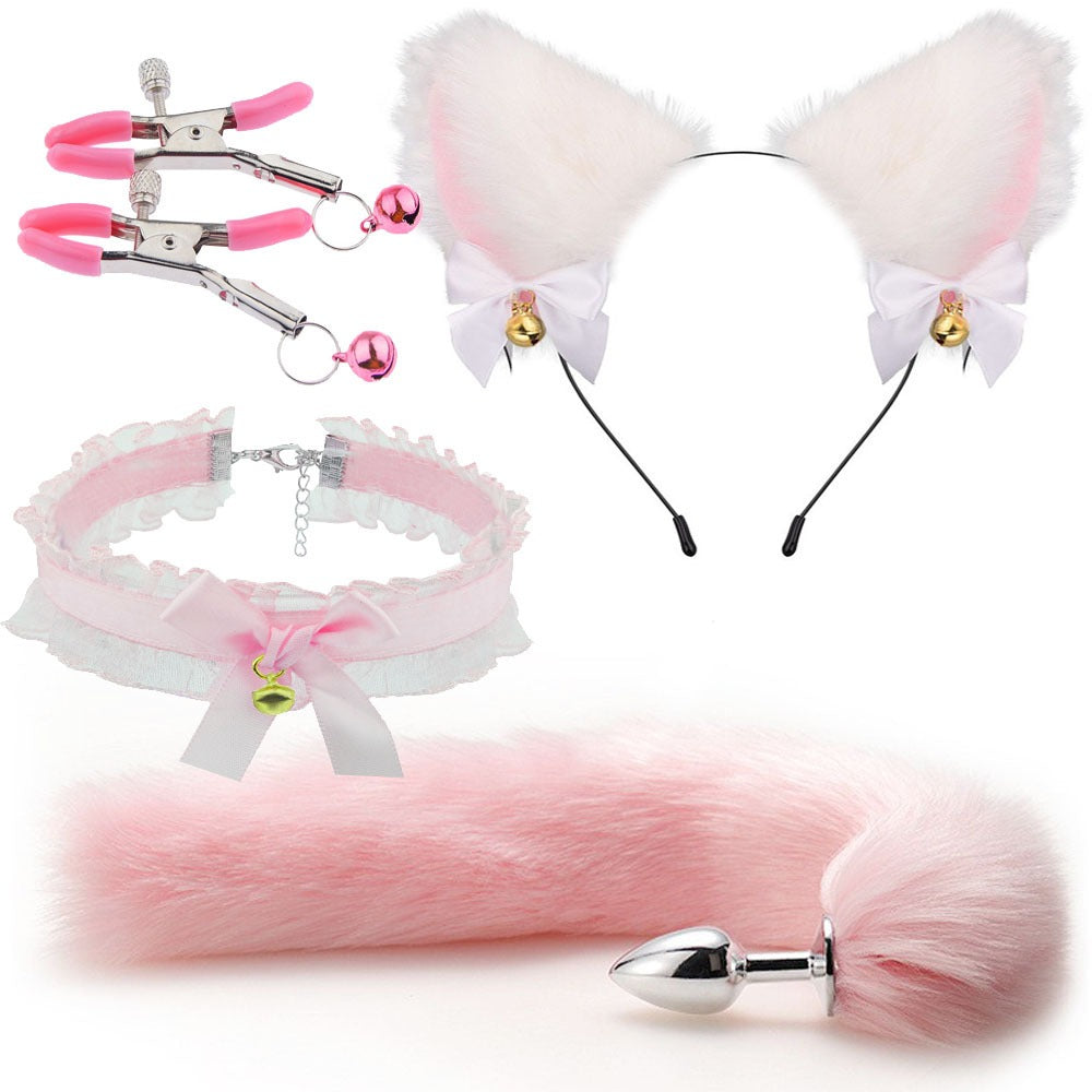 Kit Plug Anal Metálico com Cauda de Raposa — 3 ou 4 Peças | SM Adultos (+18)