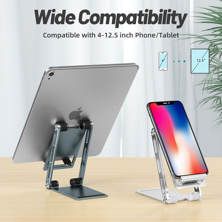 Suporte para telemóvel ajustável em altura, suporte de alumínio para mesa para tablets