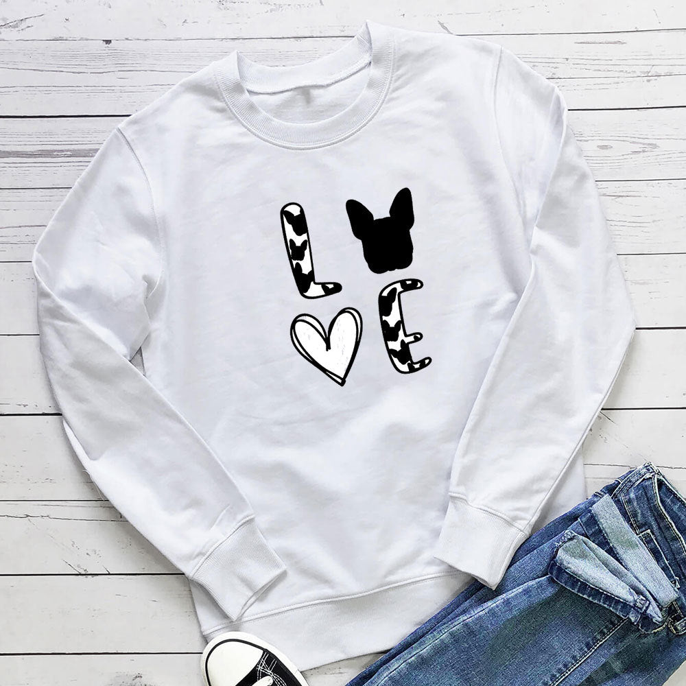 Cow print round neck long sleeved sweatshirt