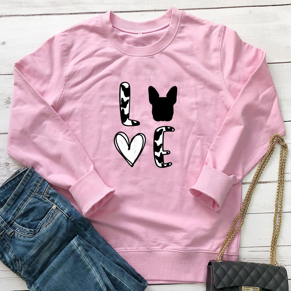Cow print round neck long sleeved sweatshirt