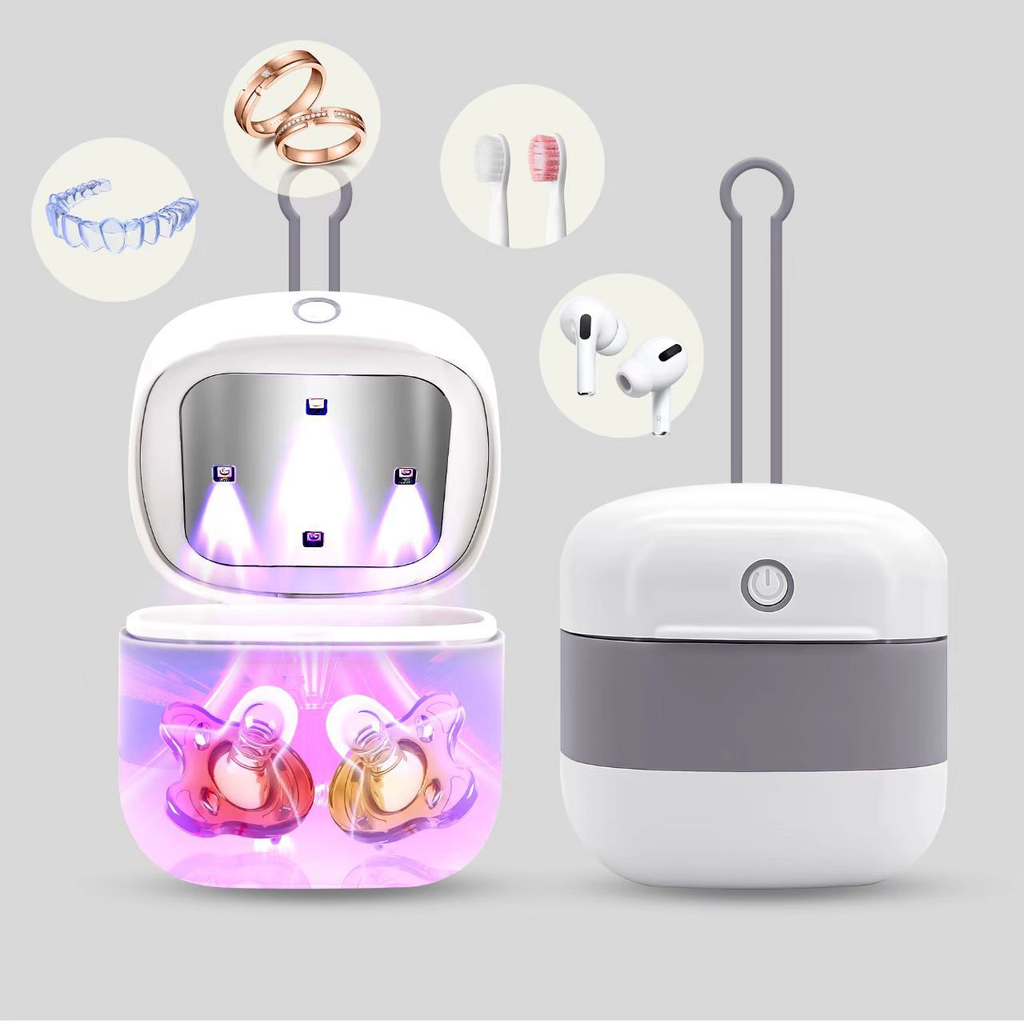 Portable UV sterilizer box for pacifiers and Bluetooth earphones