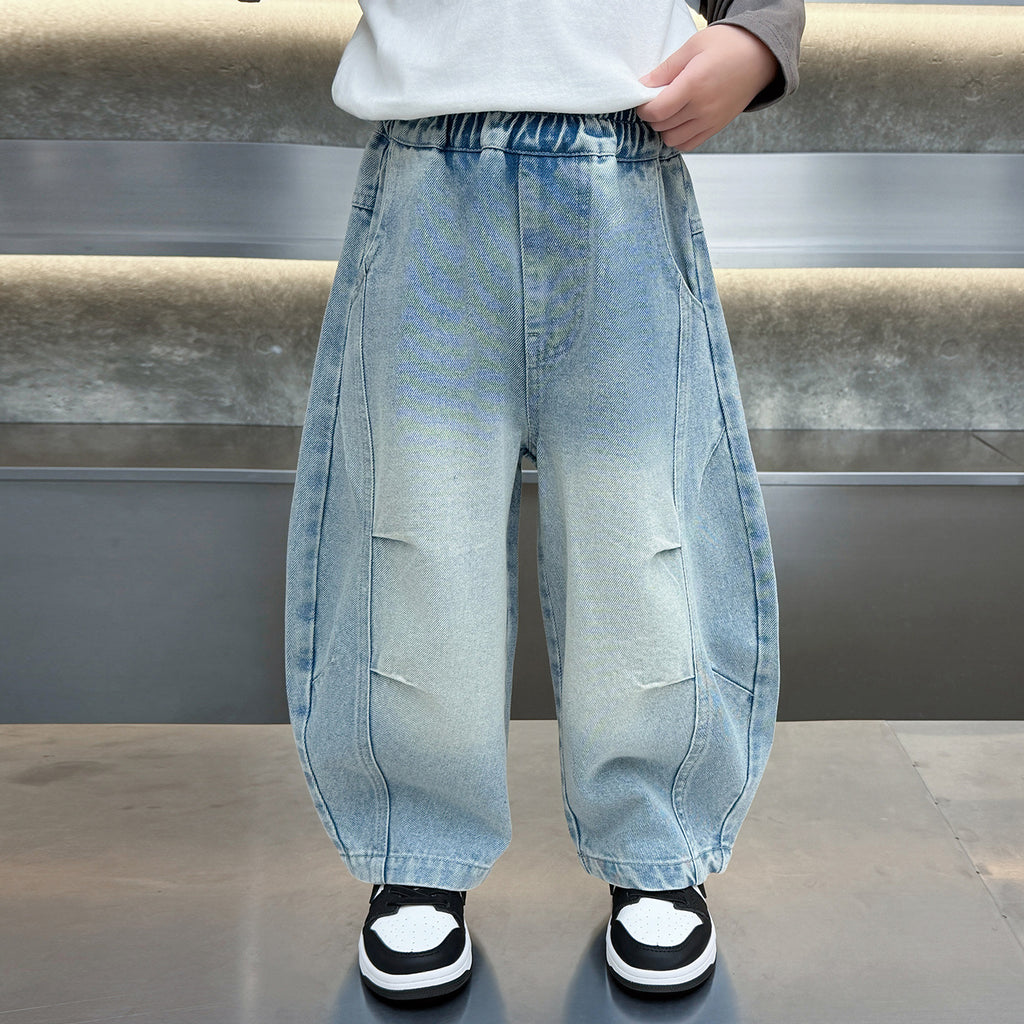 Boys' Casual Denim Curved Leg Pants