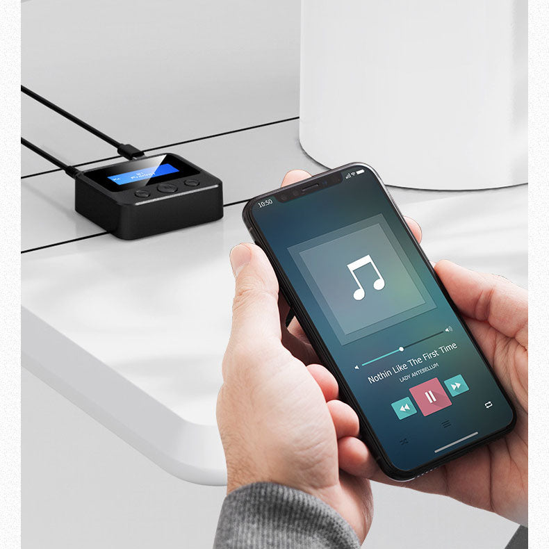Adaptador Bluetooth 5.0 Áudio 2-em-1 com Ecrã – Transmissor e Recetor