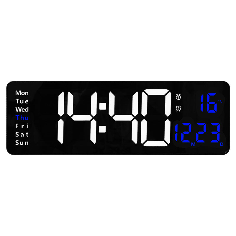 13/16-inch Large LED Digital Wall Clock, Wall-mounted Remote Control Temperature Date Week Display Timer Dual Alarm Clock
