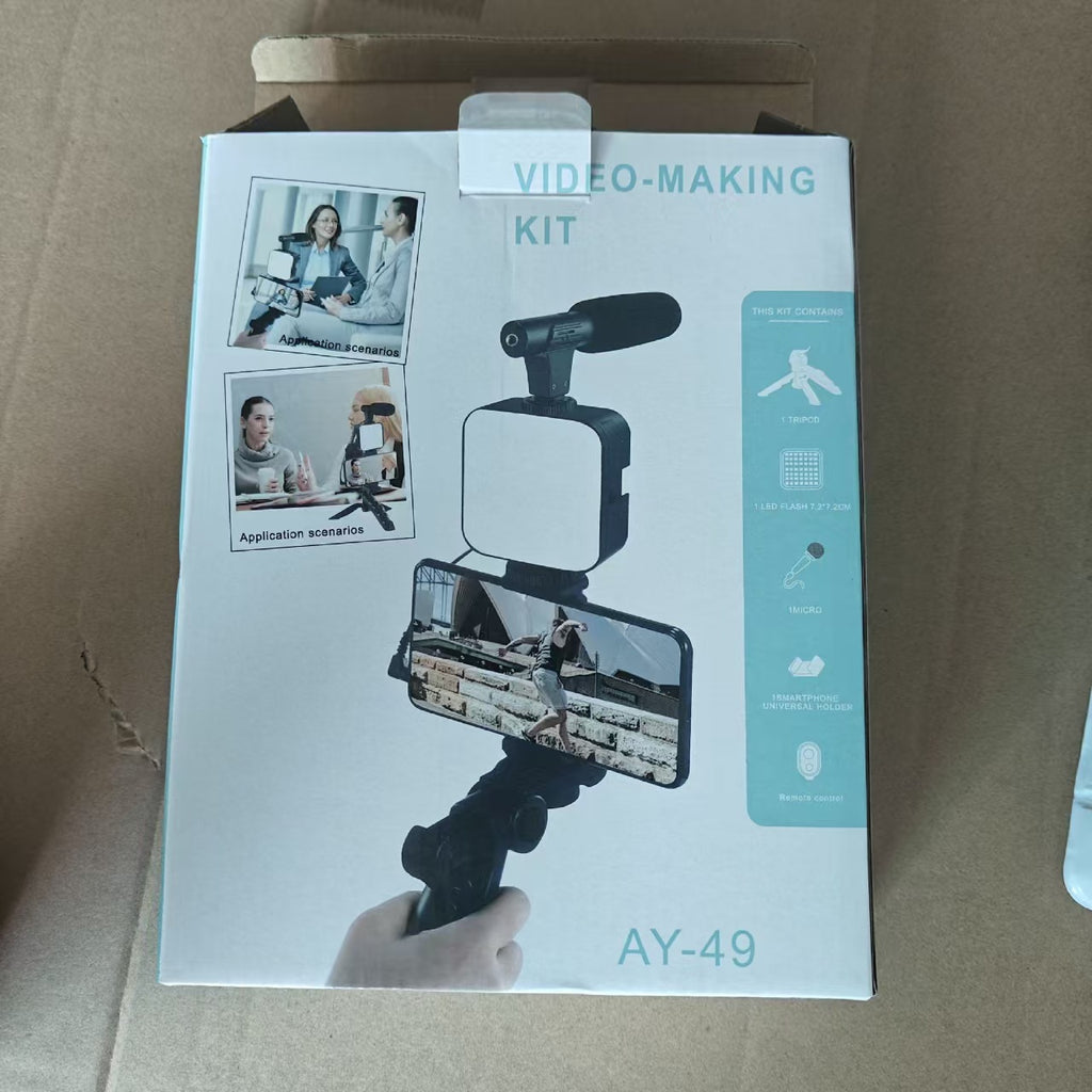 Desktop Beauty Fill Light with Microphone Set, DSLR Conference Light, Handheld Photography Light with Microphone