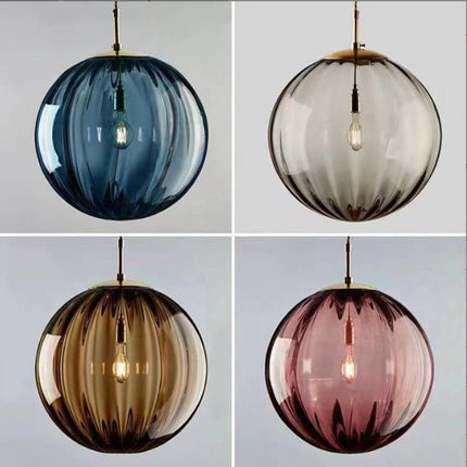 Blue Water Pattern Glass Sphere Pendant Lamp