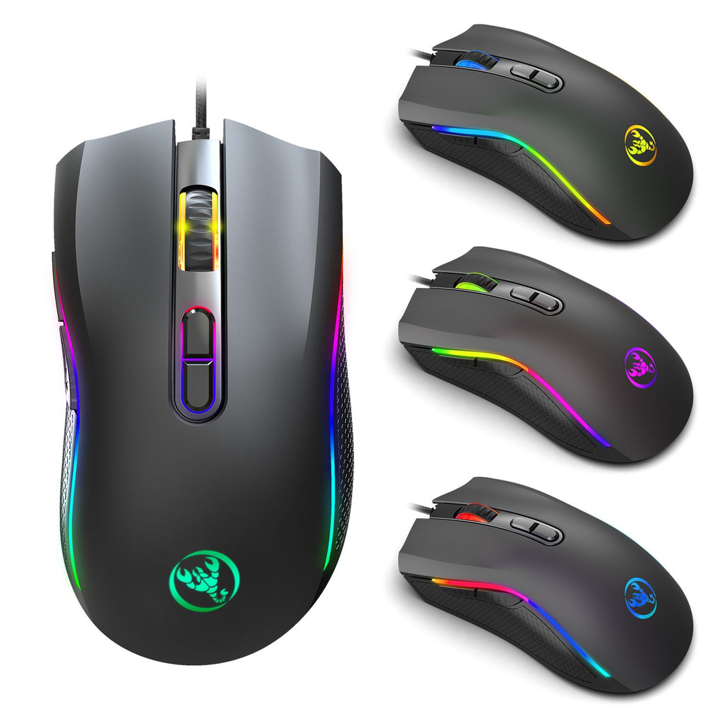 E-sports gaming mouse, internet cafe RGB backlit wired mouse for competitive gaming.