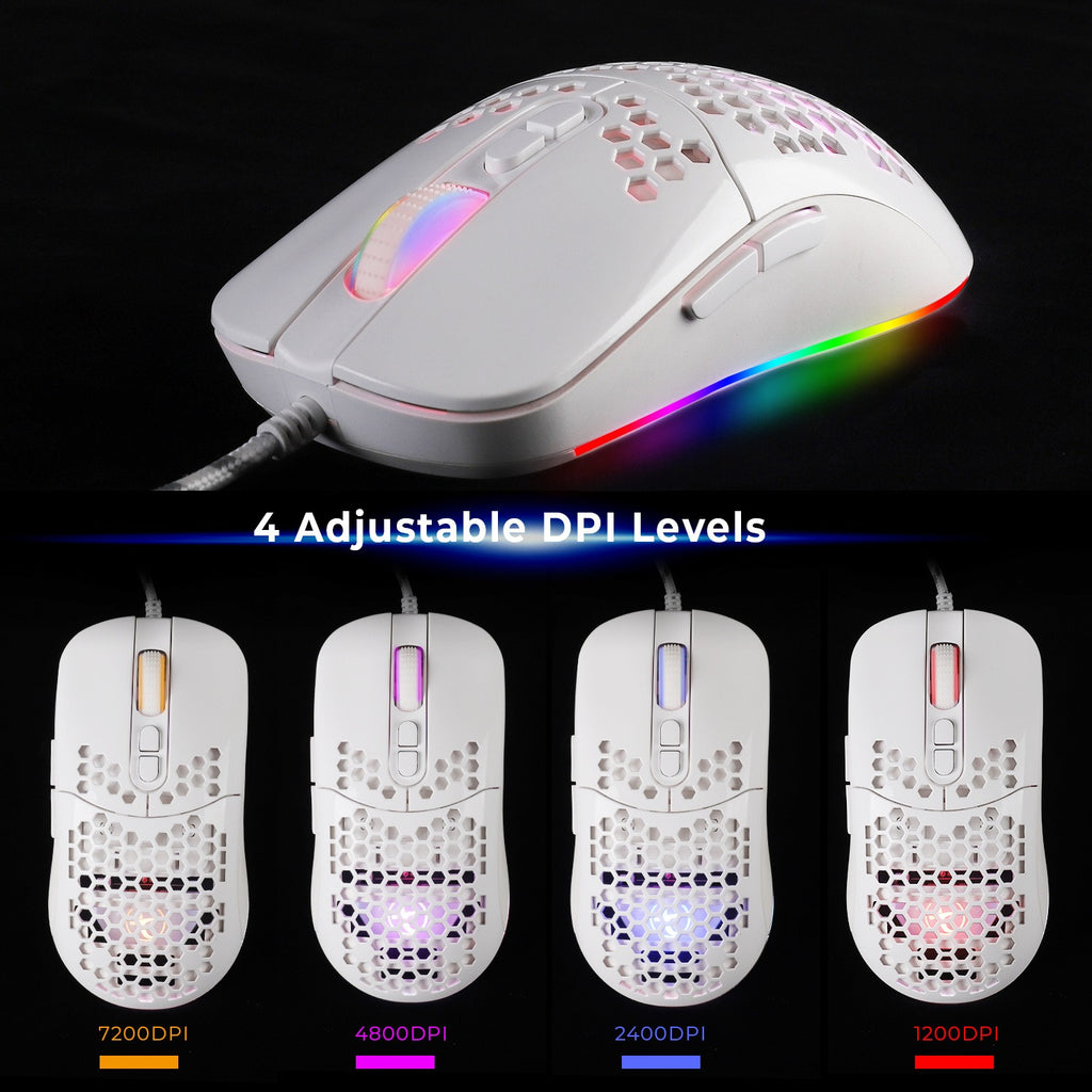 Cave mouse USB-C luminous RGB wired macro programming game mouse with 6 keys to turn off lights