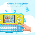 Multifunctional children's tablet: alphanumeric, music, and voice learning early education device for puzzle games.
