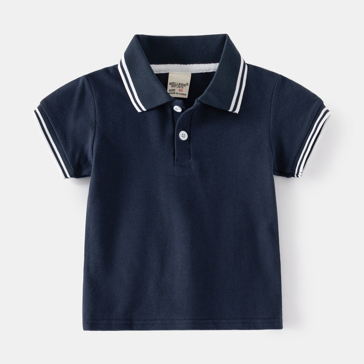 Short Sleeve Turn-Down Collar Solid Color Mid-Small Children's Pique Cotton Polo Shirt