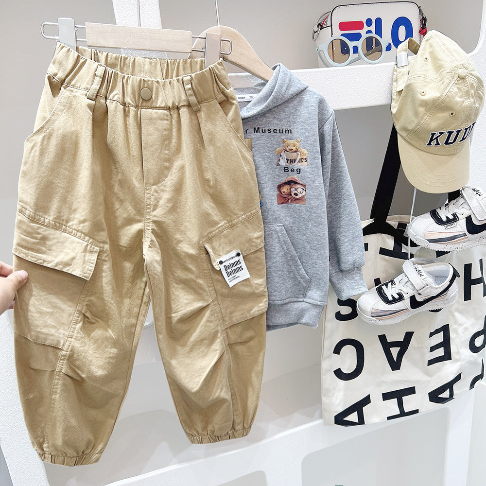 Children's Cargo Pants Big Kids Casual Pants Boy Autumn Outfit Long Pants Stylish
