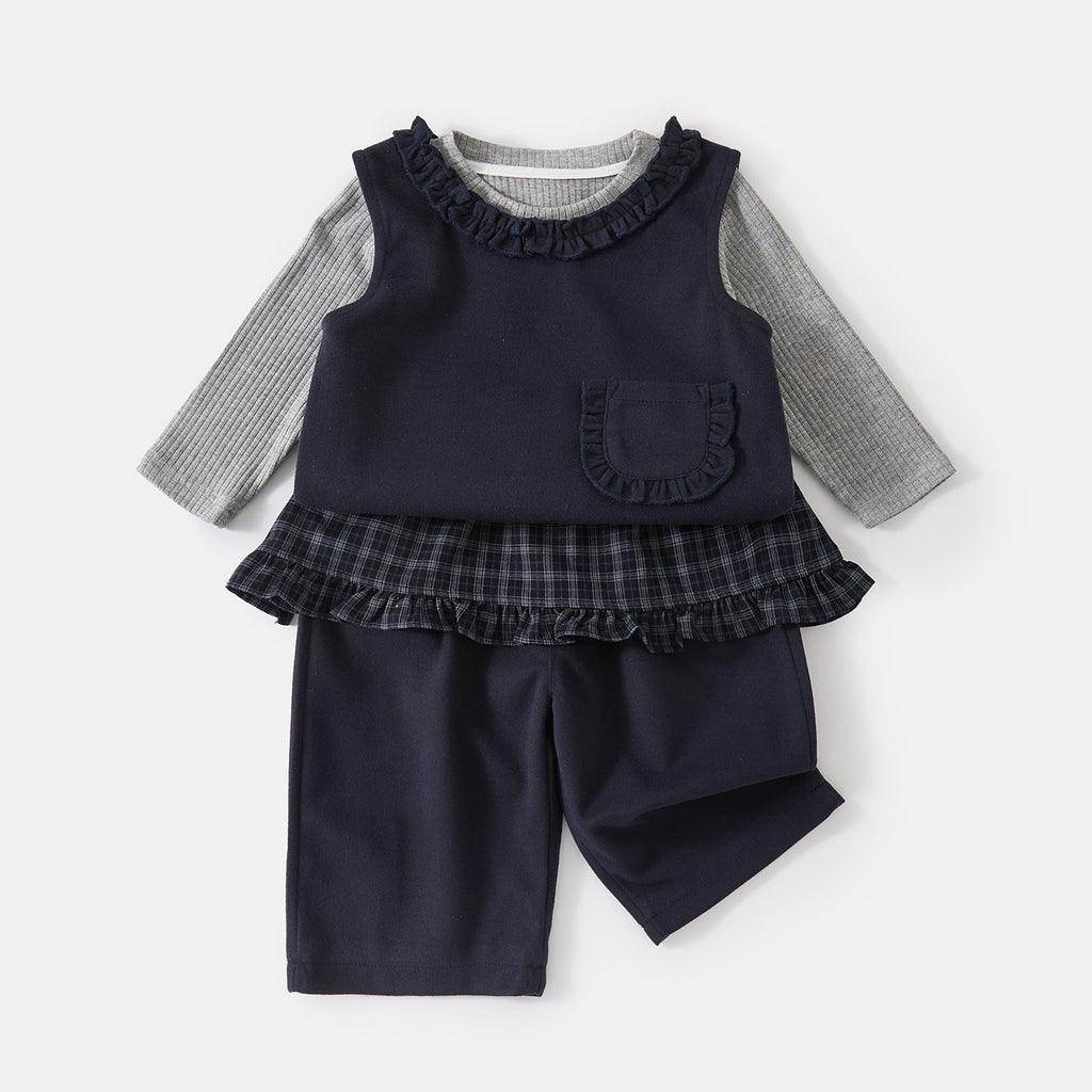 Checkered Diaper Cover and Wide Leg Pants Set