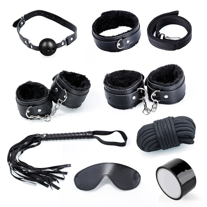 8-Piece SM Kit for Couples — Leather or Fur | Adult Erotic Game (18+)