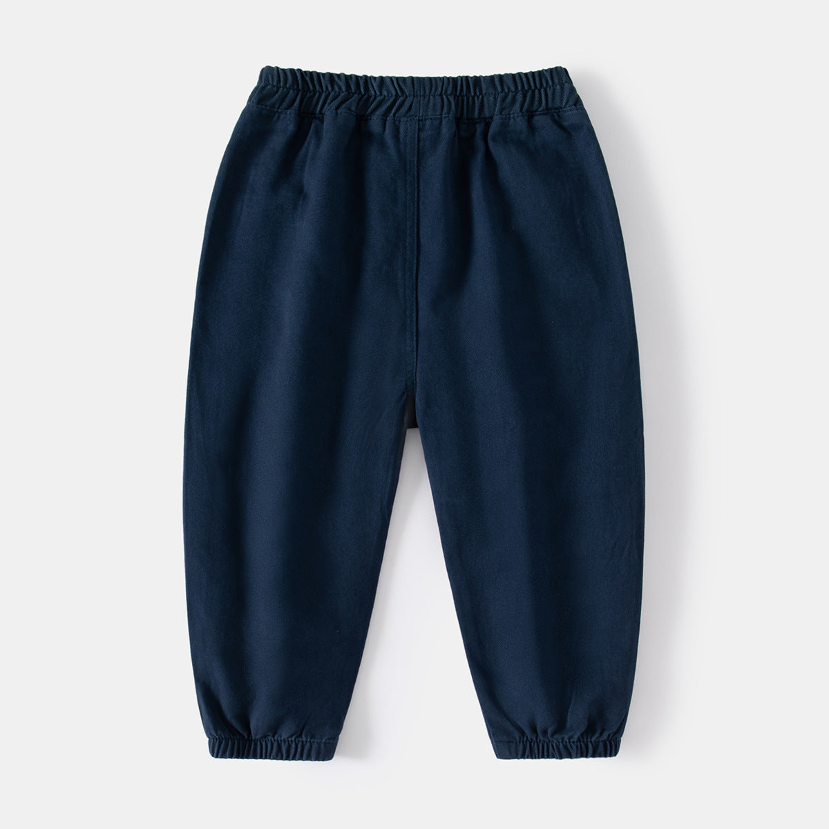 Casual Pants for Boys Spring Elastic Waist Cuffed Trousers Solid Color Harem Long Pants