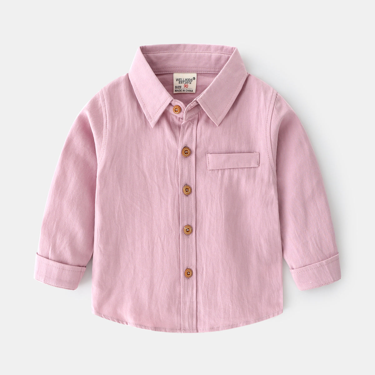 Long Sleeve Solid Color Boys' Shirt  Children's Top for Kids