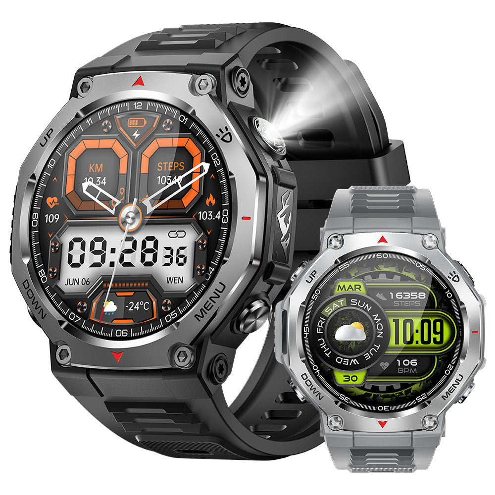 KT85 Smart Watch Bluetooth Call Flashlight Heart Rate Oximeter Step Multifunctional Outdoor Watch