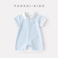 Baby Stylish Plaid Polo Romper Casual Versatile Breathable Knit Short Sleeve Onesie