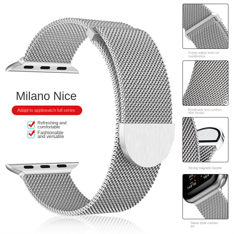 Bracelete Milanesa Magnética para Apple Watch — Aço Inox | 10 Cores | 38 a 49mm