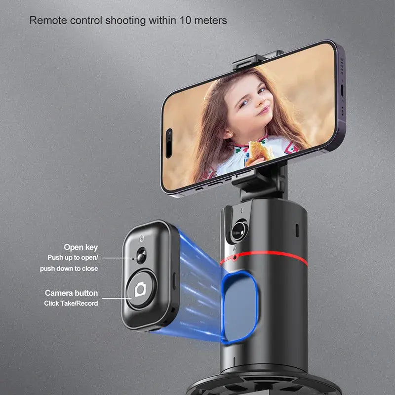 P02 Auto Face Tracking Stand 360° Rotation Phone Holder Desktop Tracking Gimbal Stabilizer Tripod for Live Vlogging Video