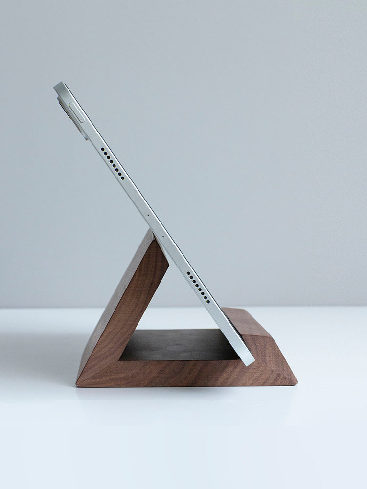 Retro Walnut Solid Wood Tablet Stand, Creative Desktop Computer and Phone Holder