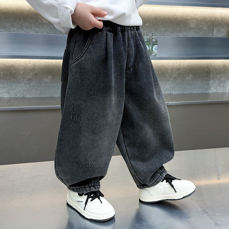 Trendy Casual Boys' Loose Denim Curved Leg Jeans