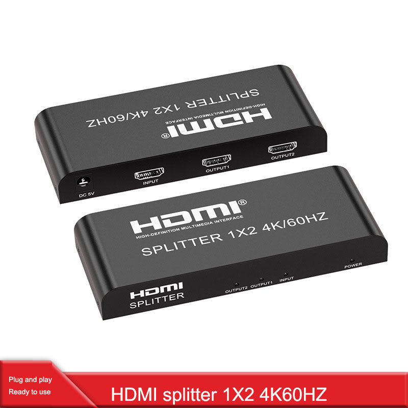 HDMI Splitter 1x2 4K60Hz Series HDMI One-In-Two-Out Splitter HD Video Duplicate Display Device