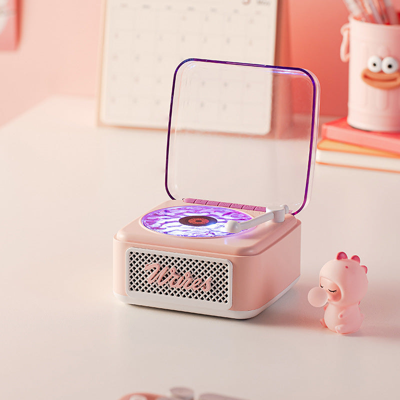 Retro white noise Bluetooth speaker, wireless, small high-pitched vinyl record speaker