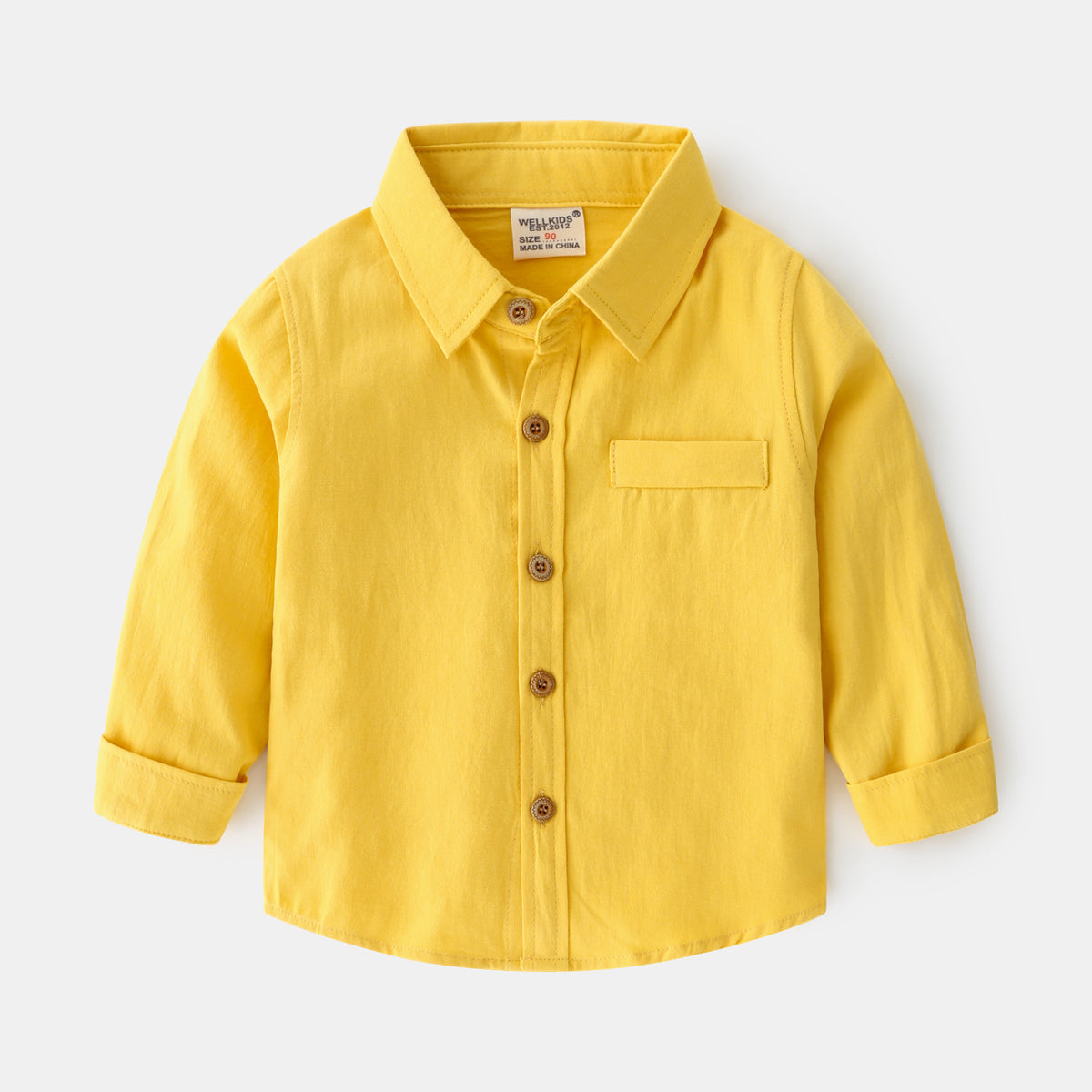 Long Sleeve Solid Color Boys' Shirt  Children's Top for Kids