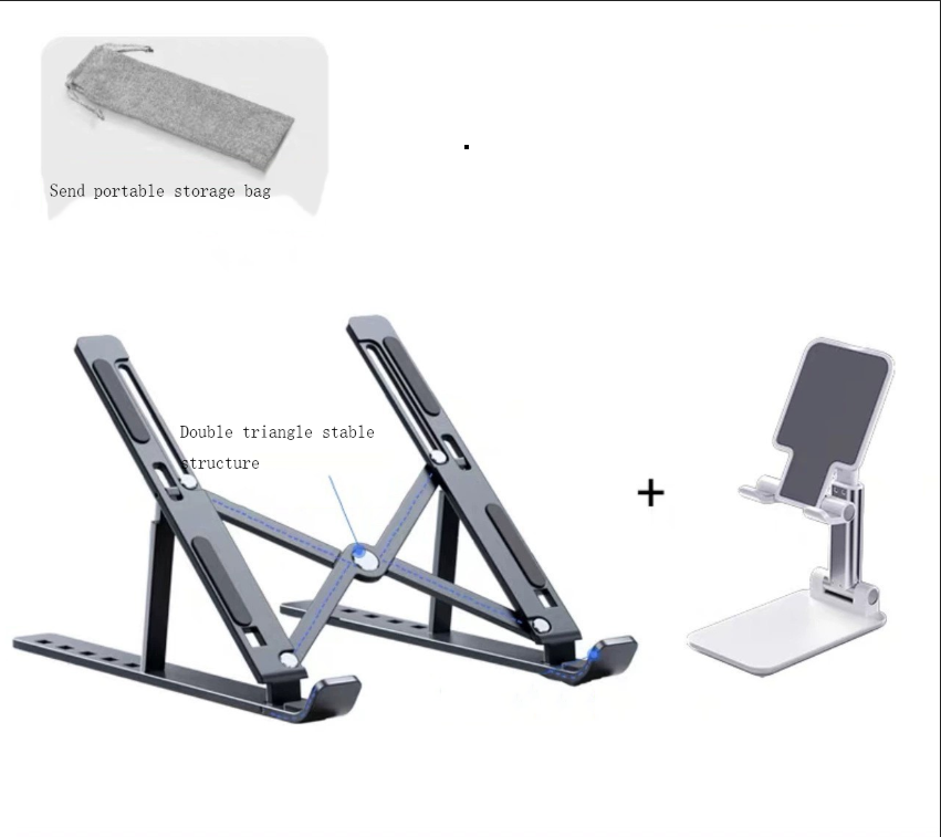 Foldable Portable Laptop Stand, Aluminum Desktop Cooling Pad, Stable Elevated N3 Bracket