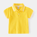 Short Sleeve Turn-Down Collar Solid Color Mid-Small Children's Pique Cotton Polo Shirt