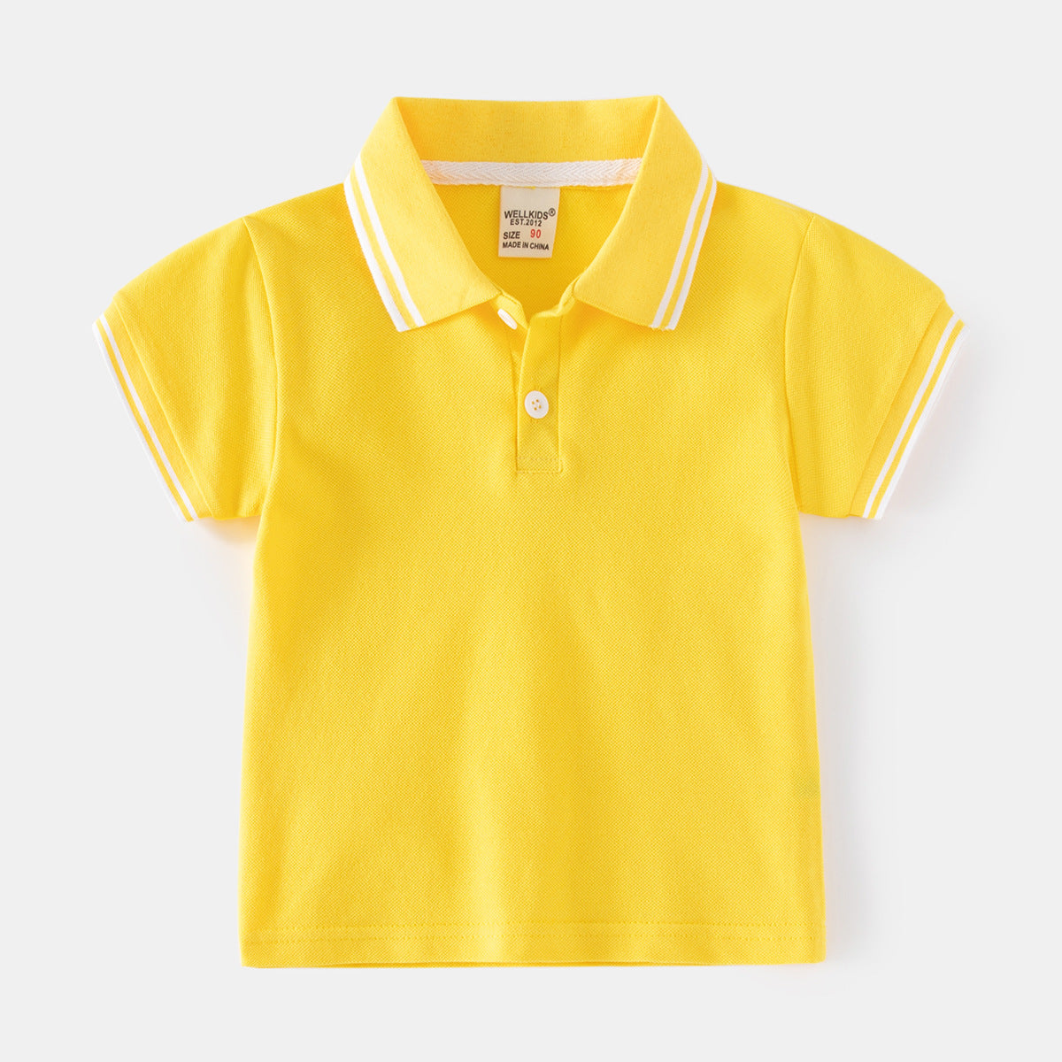 Short Sleeve Turn-Down Collar Solid Color Mid-Small Children's Pique Cotton Polo Shirt