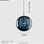 Single-head diameter 20cm blue striped glass / Not include light source