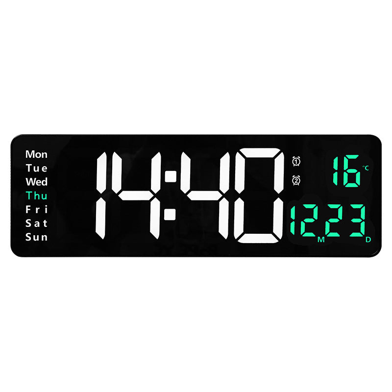 13/16-inch Large LED Digital Wall Clock, Wall-mounted Remote Control Temperature Date Week Display Timer Dual Alarm Clock