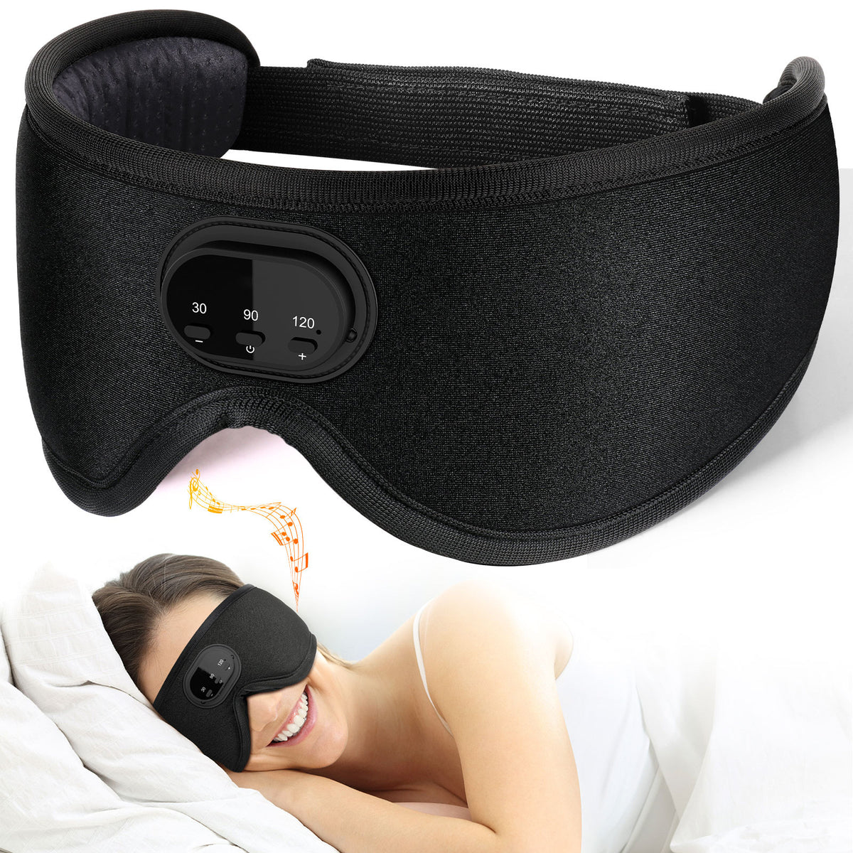 Bluetooth White Noise Milk Silk 3D Ergonomic Full Blackout Breathable Smart Music Sleep Mask