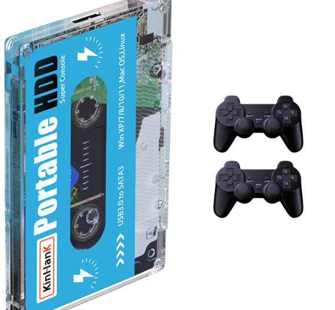 Kinhand 500GB Portable External HDD with 55,000 Retro Games for PSP/SEGA SATURN/Wii Gaming Card for Computer/Laptop