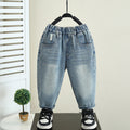 Casual Spring Autumn Boys Soft Denim Elastic Waist Casual Pants