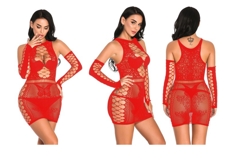 Babydoll Sexy em Renda com Manga — 4 Cores | Tamanho Único | Adultas (+18)