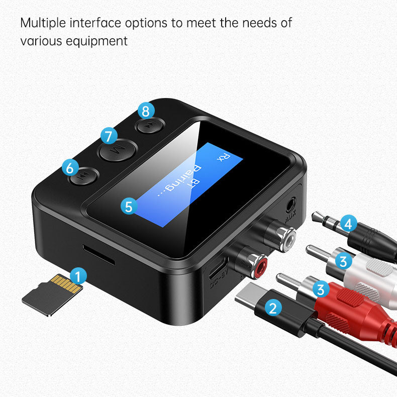 Adaptador Bluetooth 5.0 Áudio 2-em-1 com Ecrã – Transmissor e Recetor