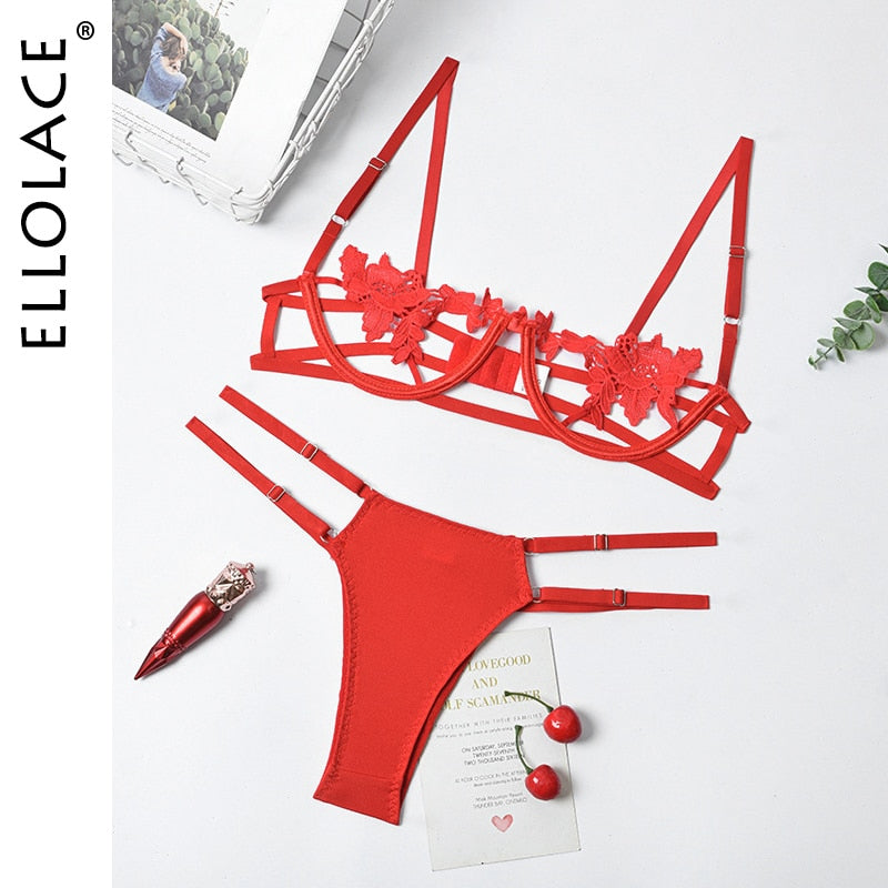 Conjunto de Lingerie em Renda Transparente — Soutien + Cueca | S/M/L | 3 Cores