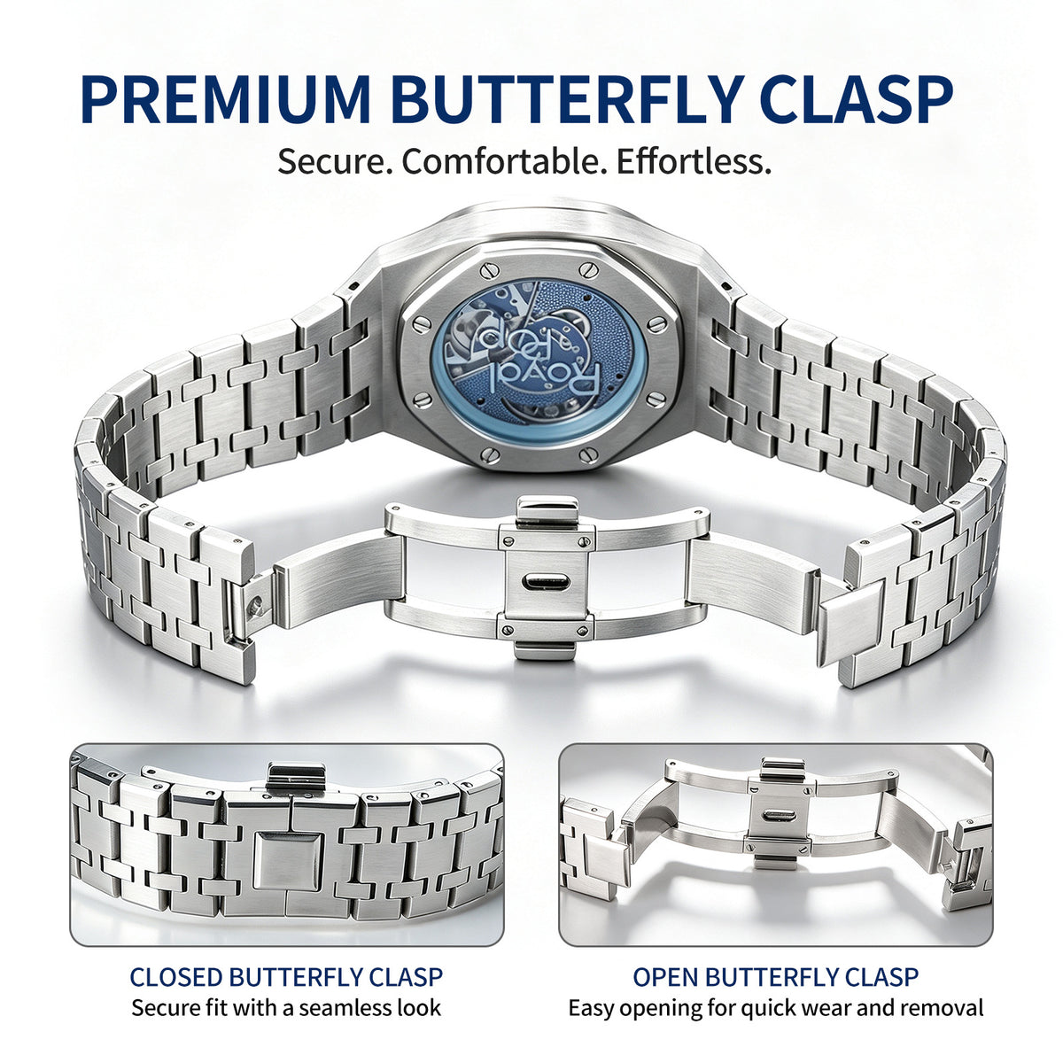 Caixa modificada em aço inoxidável com caixa e bracelete modificadas Royal Pop Metal